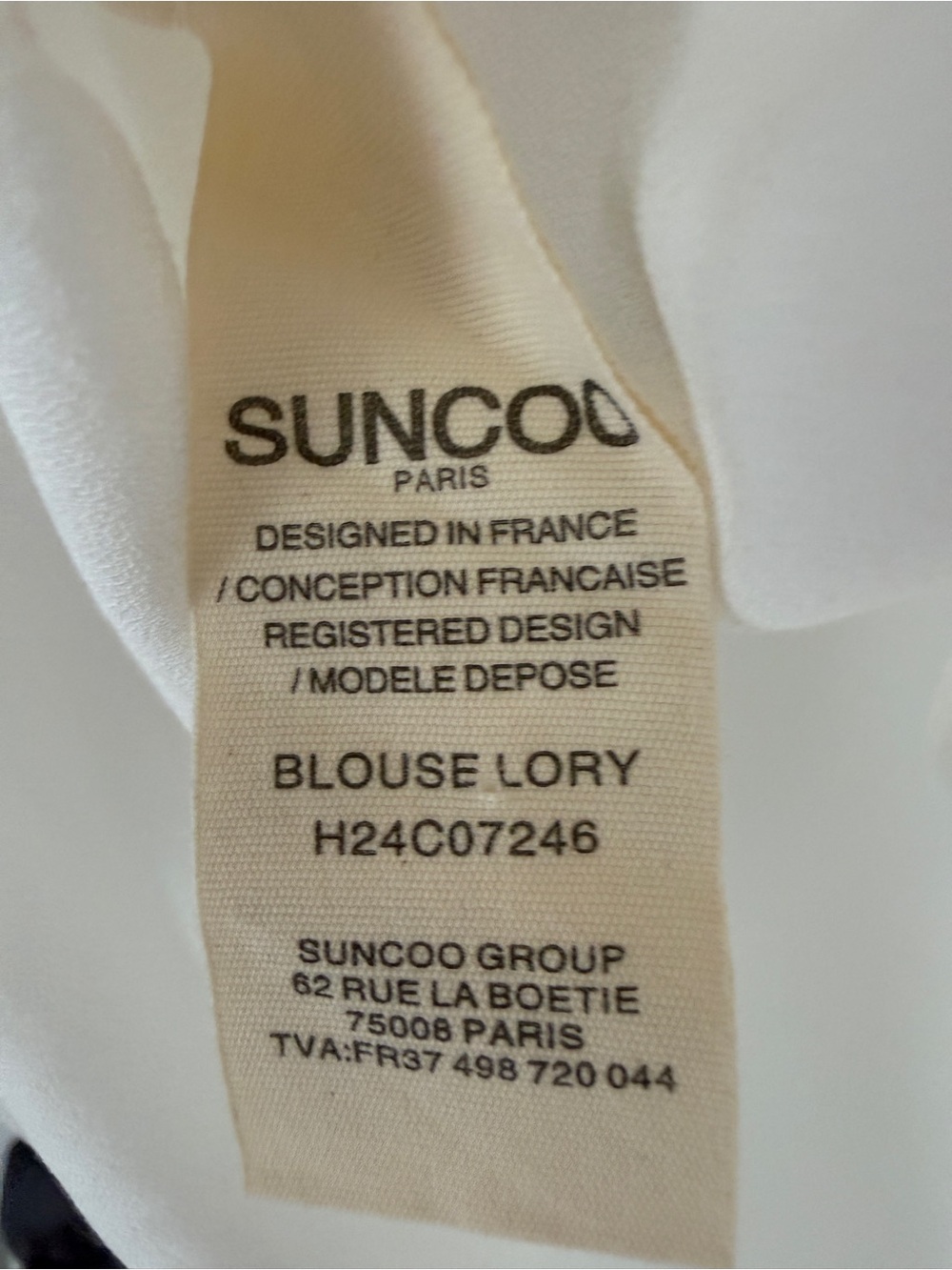 Suncoo Paris Blouse Lory Ivory Eyelet Lace Sleeve V-Neck Top NWT Size T2 / US M - Picture 8 of 13